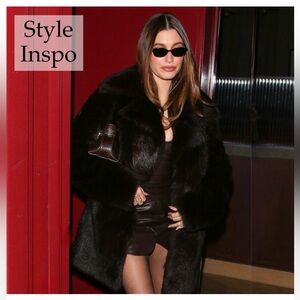 ZARA BLACK FAUX FUR COAT